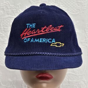 Chevrolet The Heartbeat Of America Blue Braided Corduroy Adjustable Vintage Hat